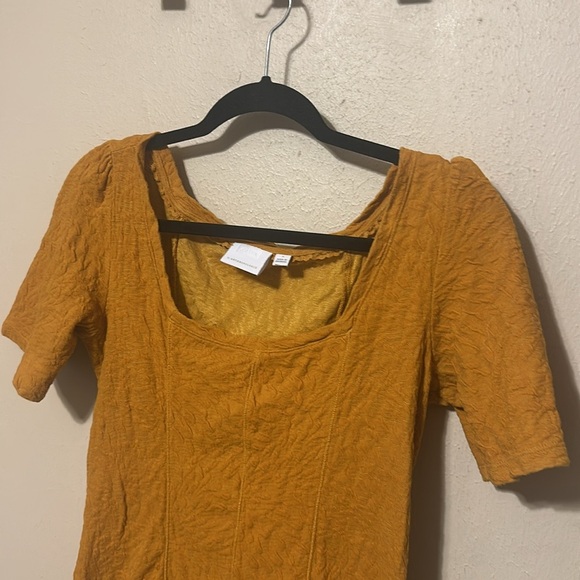 Anthropologie Ett:Wa Mustard Wesley Square Neck Peplum Top‎ Size Small - Picture 4 of 7